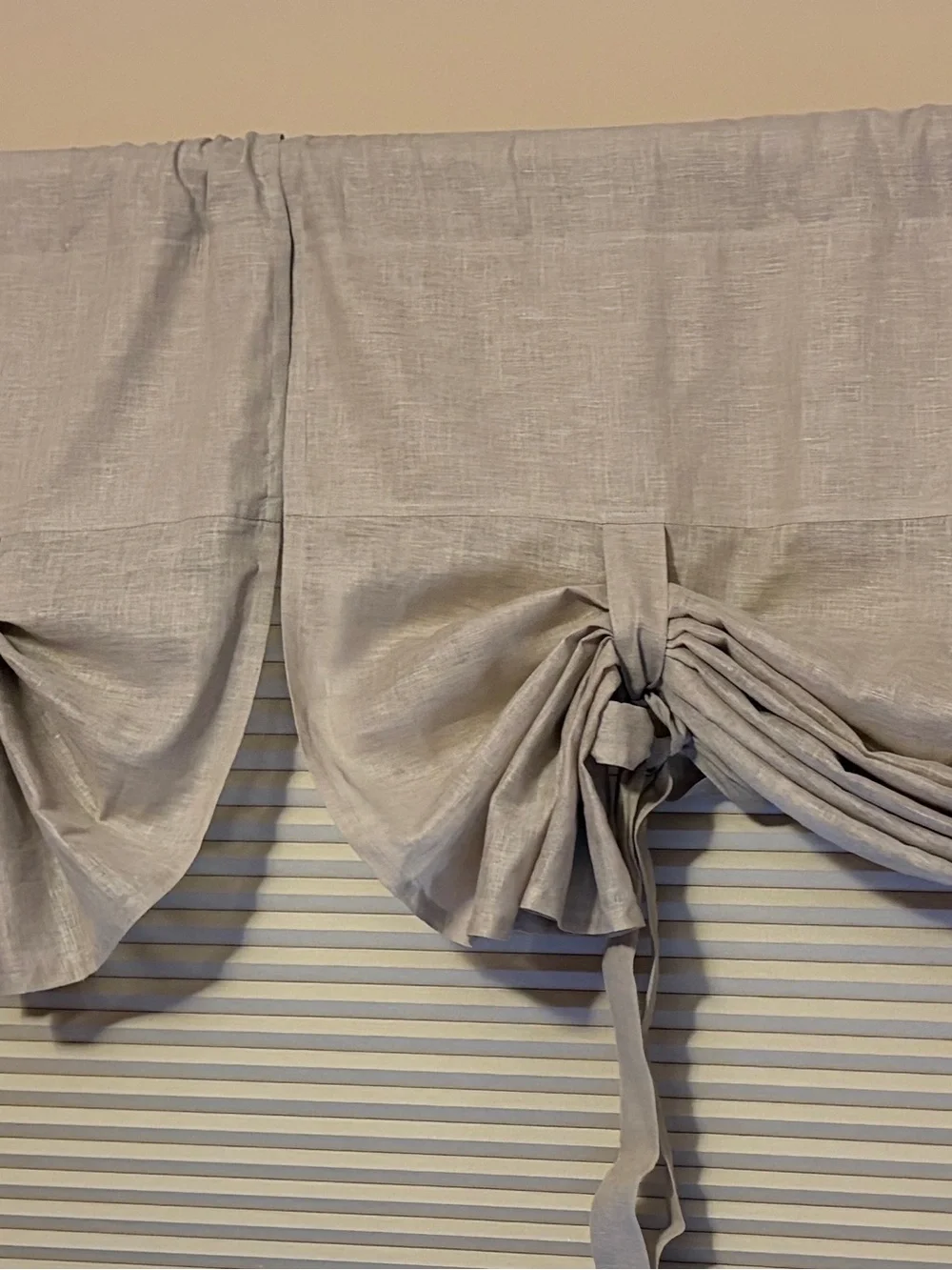 Neutral Linen-Look Tie-Back Valance